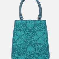 Sea Green Embroidered Genuine Leather Bag