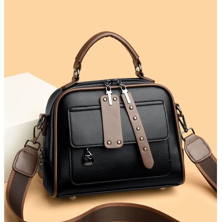 Trendy Women’s Two-Tone PU Leather Crossbody Bag - Image 2