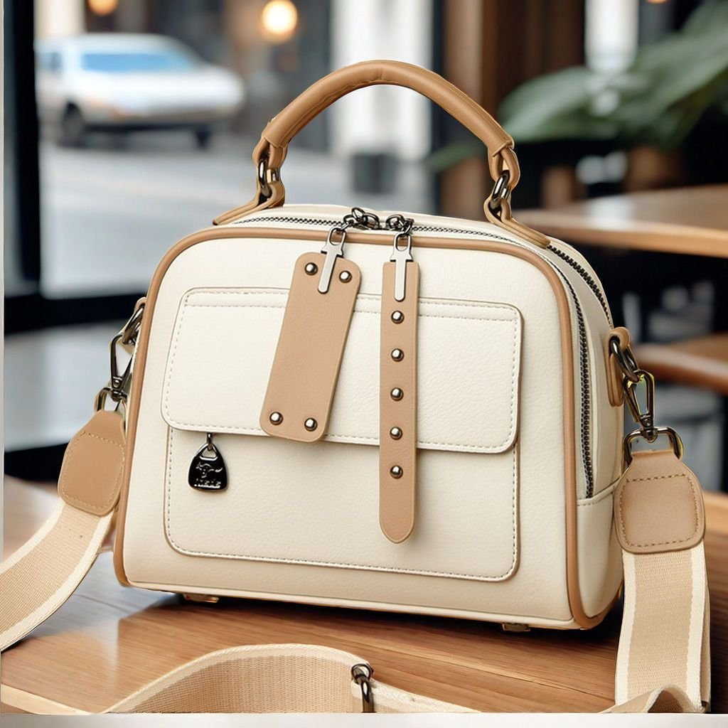 Trendy Women’s Two-Tone PU Leather Crossbody Bag - Image 3