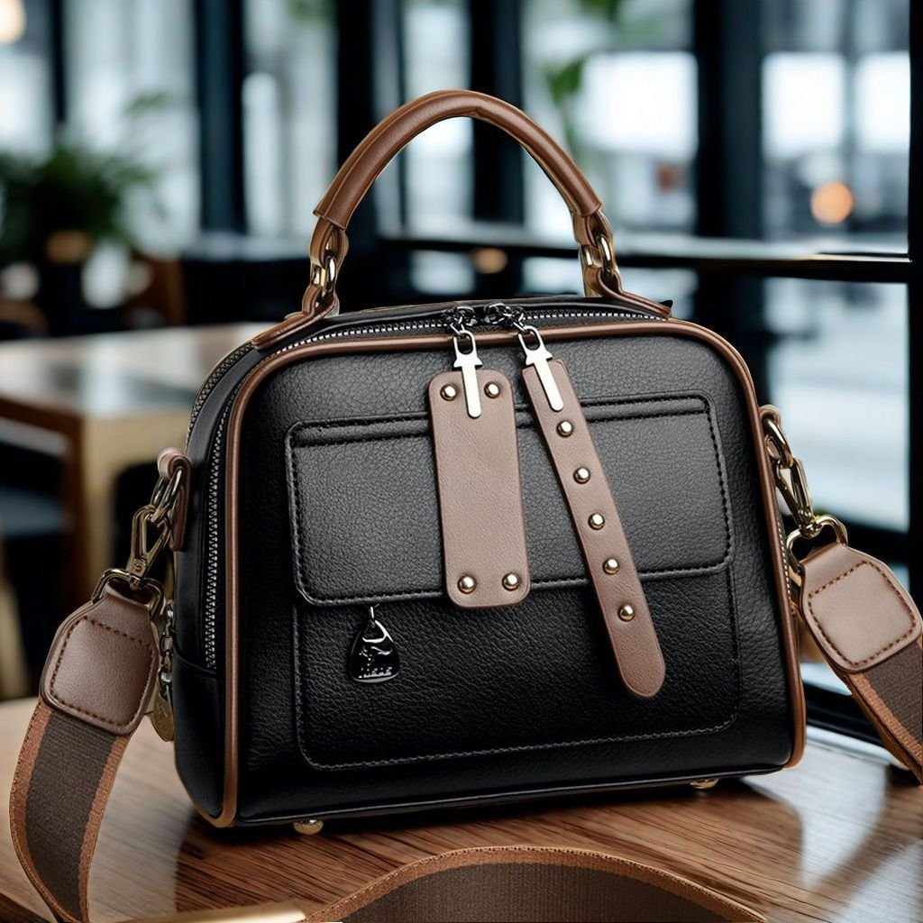Trendy Women’s Two-Tone PU Leather Crossbody Bag - Image 4